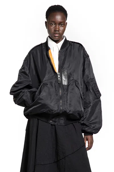 Junya Watanabe Nylon X Faux Fur Bomber In Black