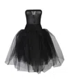 Junya Watanabe Structured Tulle Midi Dress With Off-the-shoulder Design In Black