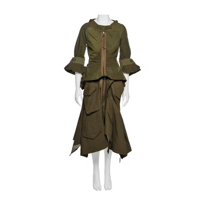 Pre-owned Junya Watanabe Olive Deconstructed Peplum Jacket And Skirt Ensemble, Fw 2006 In Black