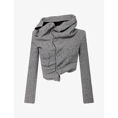 Junya Watanabe Omens  Asymmetric Cropped Wool-blend Jacket In Gray