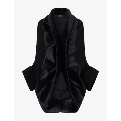 Junya Watanabe Omens  Draped Wool And Faux-fur Jacket In Black