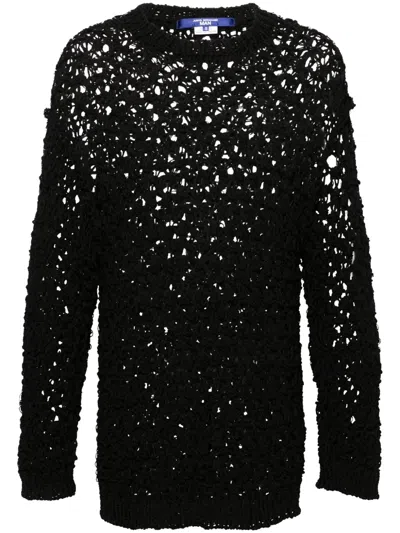 Junya Watanabe Open-knit Linen-blend Jumper In Black