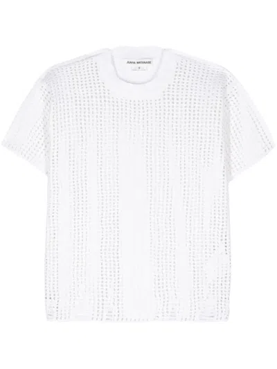 Junya Watanabe Opne-knit Crewneck T-shirt In White