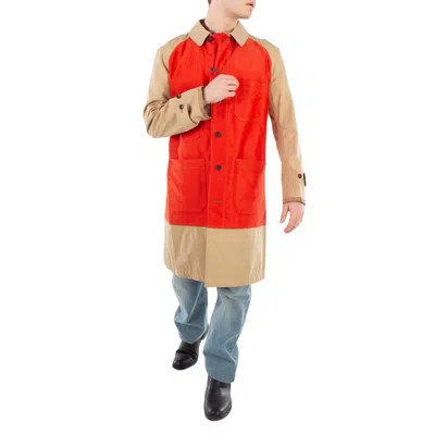 Junya Watanabe Orange X Beige Color Block Trench Coat In Multi