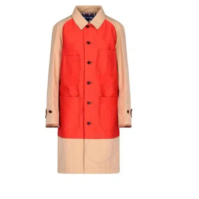 Junya Watanabe Orange X Beige Color Block Trench Coat In Orange/beige
