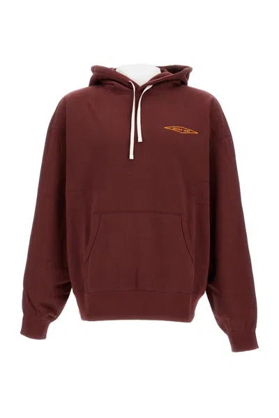 Junya Watanabe Oversized Hooded Sweatshirt With Double-sided Design And Embroidered Accents In Burgundy
