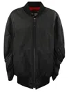 Junya Watanabe Oversized Bomber Jacket With Ruched Sleeves In Black