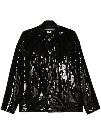 Junya Watanabe Sequined Shirt Jacket In Black Black