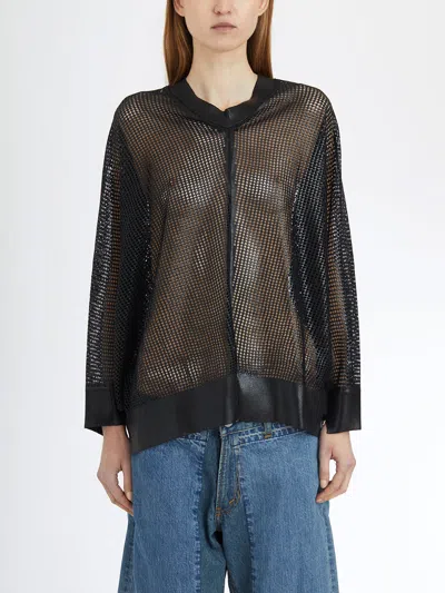 Junya Watanabe Oversized Mesh Sweater In Black