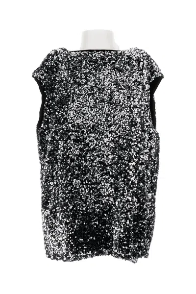 Junya Watanabe Oversized Sleeveless Top With Silver Sequin Detail In Black