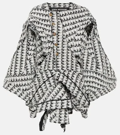 Junya Watanabe Oversized Tweed Jacket In 1 White/black