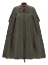 Junya Watanabe Padded Nylon Bomber-inspired Cape With Wool Knit Details In Green