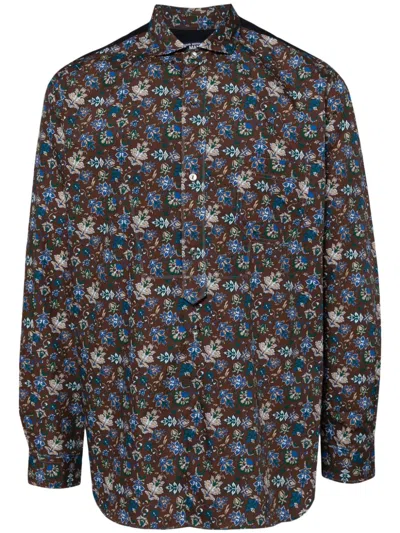 Junya Watanabe Paisley Striped Cotton Shirt In 蓝色