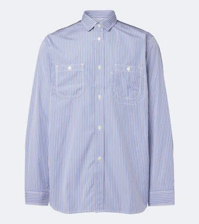 Junya Watanabe Paneled Striped Cotton Shirt In Blue