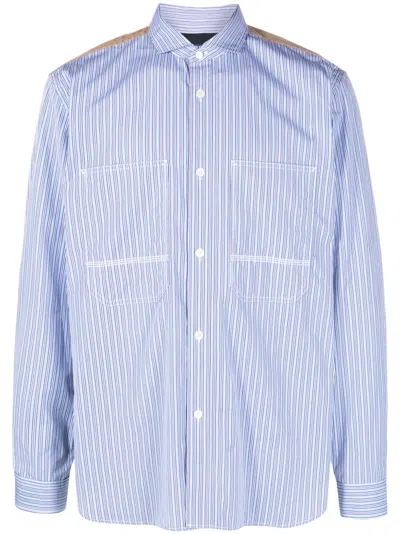 Junya Watanabe Graphic-print Wool Shirt In Blau