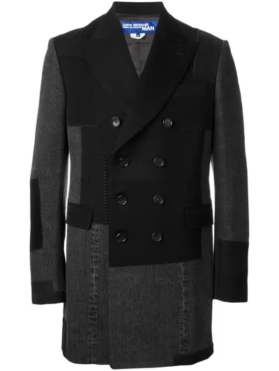 Junya Watanabe Panelled Double Breasted Coat In Black