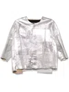 Junya Watanabe Deconstructed Metallic Leather Jacket In Silber