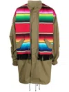 Junya Watanabe Rainbow-tabard-overlay Parka In Grün