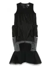 Junya Watanabe Black Paneled Midi Dress In Black
