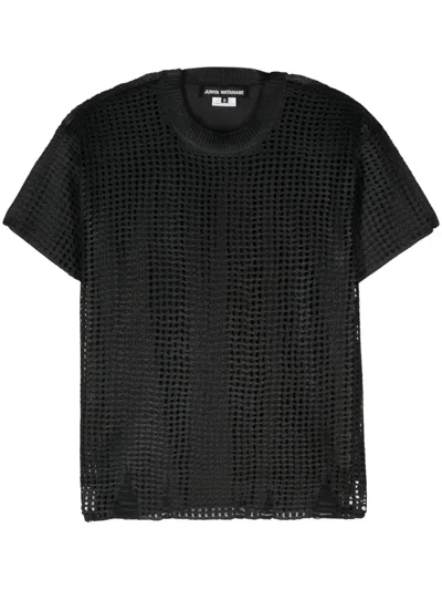 Junya Watanabe Women Open-knit Crewneck T-shirt In Black