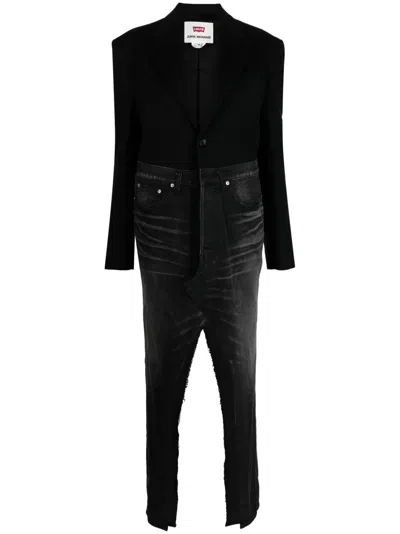 Junya Watanabe Panelled V-neck Coat In Black