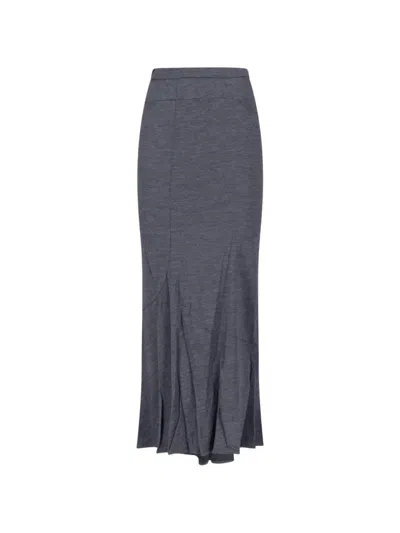 Junya Watanabe Wool Asymmetrical Maxi Skirt In Gray