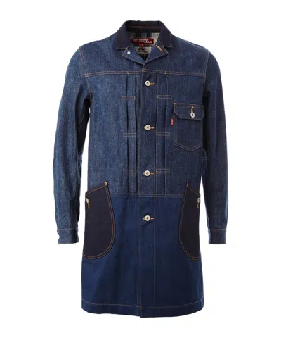 Junya Watanabe Patch Pocket Denim Coat In Blue