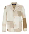 Junya Watanabe Notched Lapel Patchwork Blazer In White