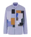 Junya Watanabe Mens Patchwork Check-print Cotton-poplin Shirt Sax/wht X Mix