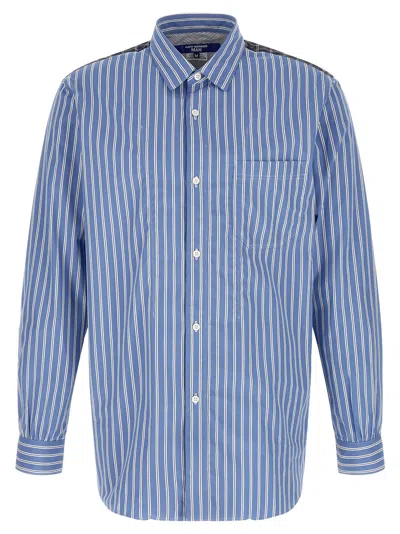Junya Watanabe Patchwork Cotton Poplin Shirt In Blue