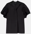 Junya Watanabe Cotton Rouched Sleeve Top In Black