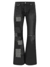 Junya Watanabe Patchwork Distressed Flared Jeans In Black