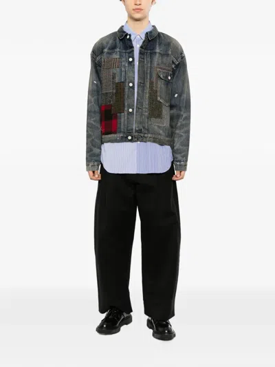 Junya Watanabe Patchwork Denim Jacket In Blue