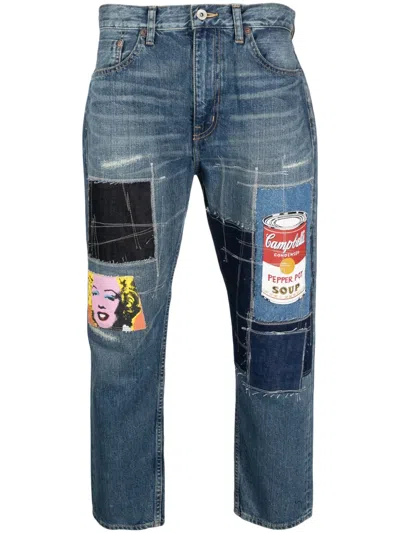 JUNYA WATANABE PATCHWORK-DETAIL DENIM JEANS