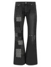 Junya Watanabe Patchwork Distressed Flared Jeans In Black