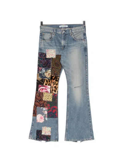Junya Watanabe Patchwork Distressed Jeans In Blue