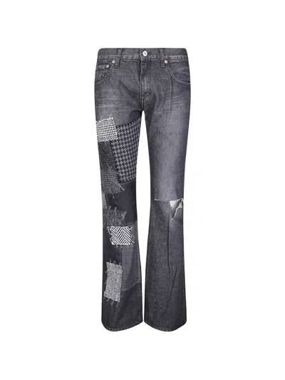 Junya Watanabe Patchwork Distressed Jeans In Gray
