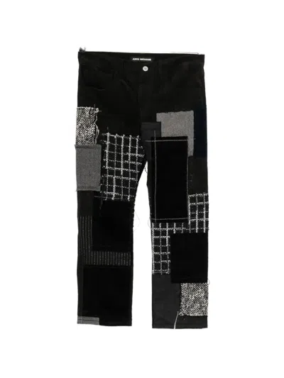 Junya Watanabe Patchwork Frayed Jeans In Black