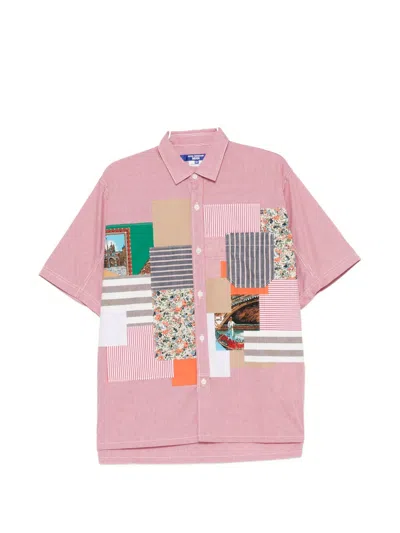 Junya Watanabe Check-pattern Patchwork Shirt In Pink