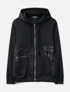 Junya Watanabe Black Patchwork Zip-up Hoodie