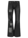 Junya Watanabe Patchwork Distressed Flared Jeans In Black