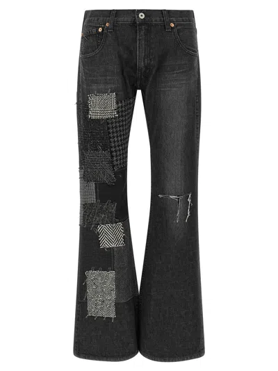Junya Watanabe Patchwork Deconstructed Jeans In Gray