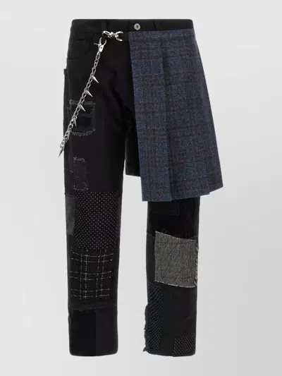 Junya Watanabe Patchwork Jeans With Kilt In Black