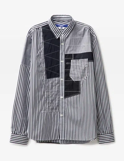 Junya Watanabe Striped Patchwork Cotton Shirt - Men's - Cotton In White