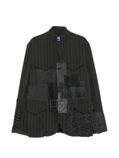 Junya Watanabe Patchwork Pinstripe Jacket In Black