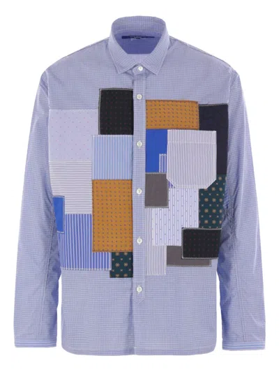 Junya Watanabe Patchwork Poplin Shirt In Blue