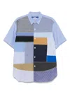 Junya Watanabe Patchwork Cotton Shirt In Blue