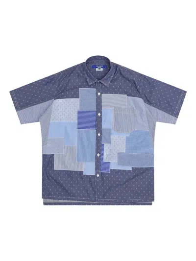 Junya Watanabe Patchwork Short-sleeve Shirt In Blue