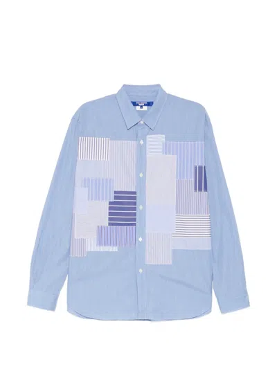 Junya Watanabe Patchwork Striped Shirt In Blue