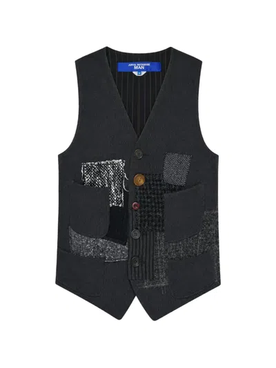 Junya Watanabe Patchwork V-neck Vest In Animal Print